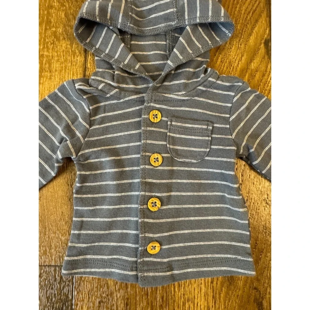 Carters Preemie Baby Outfit Boy 3 Piece Set Bodysuit Pants Jacket Button Striped